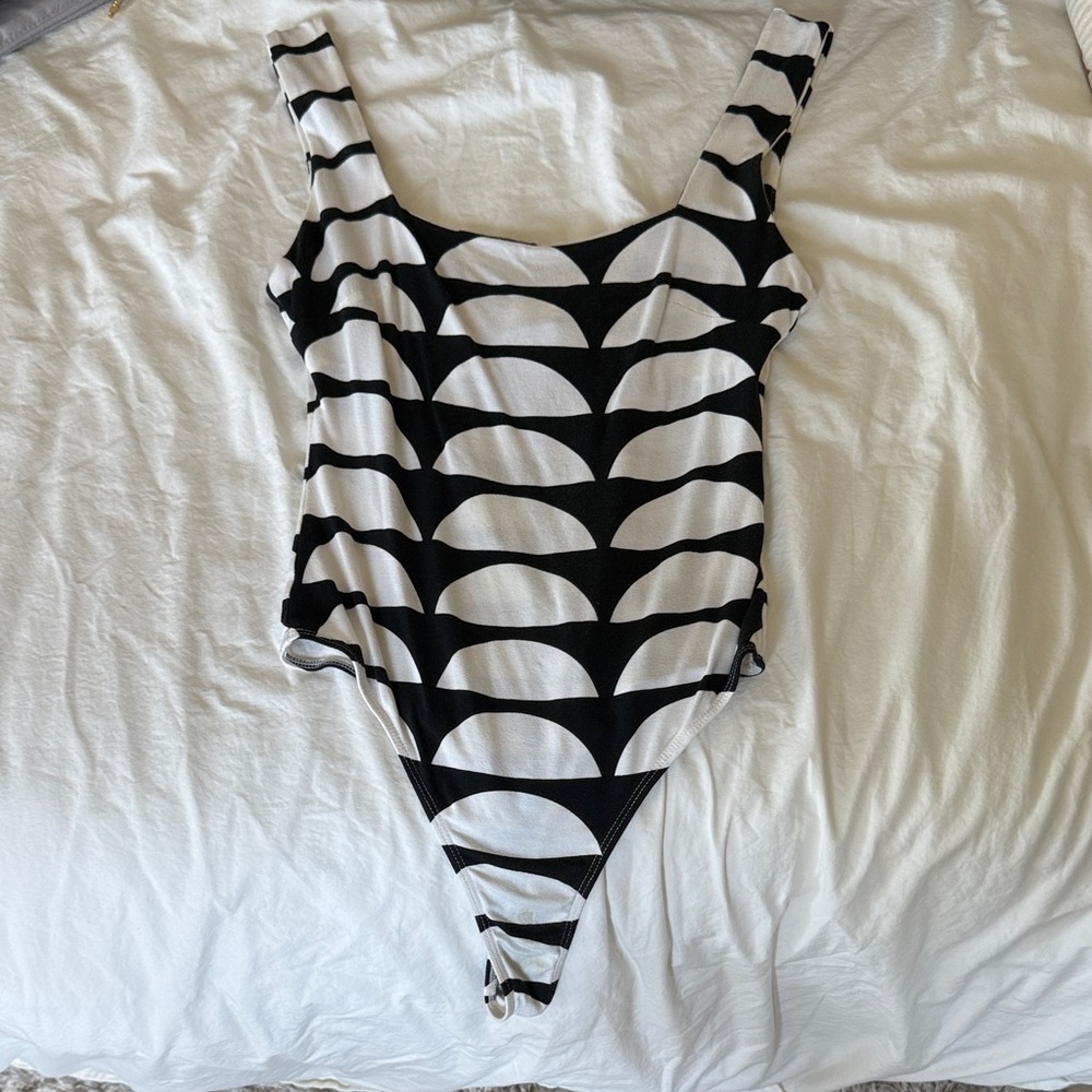 Ava Sky | Fighting Eel Black and White Striped Bodysuit
